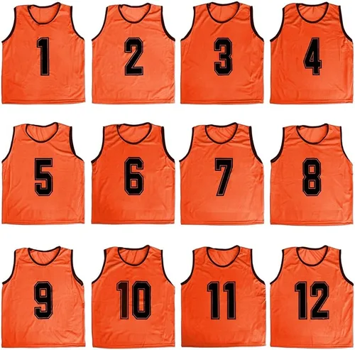 Miniatura 6 de TOPTIE Paquete de 12 camisetas de malla numeradasen blanco para practicar en