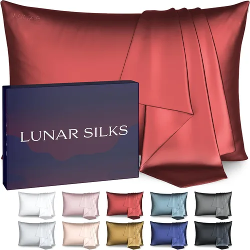 Miniatura 13 de Funda de almohada de seda real de morera 100% pura de grado 6A, 22 momme (ambos lados), para cabello y piel, sin acné, 1 unidad en caja de regalo