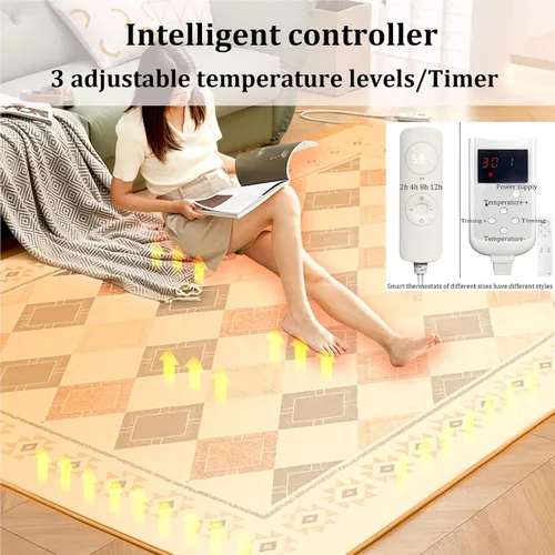 Miniatura 5 de Alfombra eléctrica grande con calefacción, alfombra caliente debajo de la alfombra, calentador de suelo radiante, alfombra eléctrica con temperatura