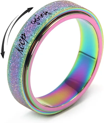 Anillo de alivio de la ansiedad, anillo giratorio para aliviar el estrés, de acero inoxidable, anillo giratorio para mujeres, hombres, unisex