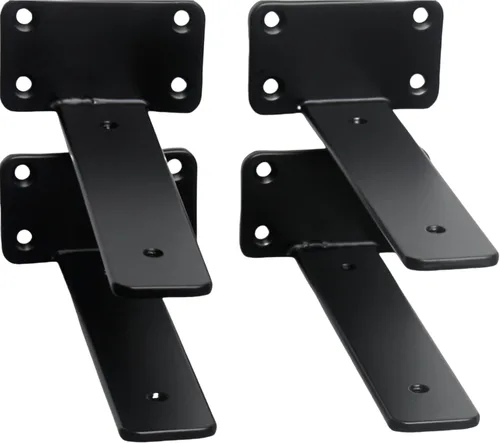 Miniatura 15 de Paquete de 2 - Soportes de estante en L ocultos negros de 4 pulgadas (1/5 pulgada de grosor) Soportes de estante flotante de hierro Soportes