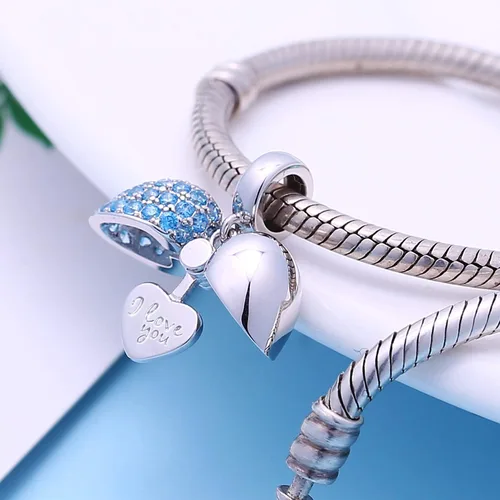 Miniatura 2 de SOUKISS Abalorios colgantes de plata de ley 925 con diseño de corazón de amor para Pandora, pulsera y collar