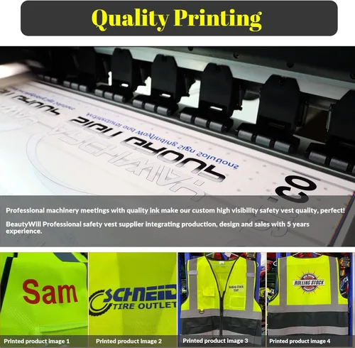 Miniatura 3 de BeautyWill Chaleco de seguridad con logotipo personalizado, Hi Vis Clase 2, chaleco reflectante de construcción unisex con 5 bolsillos