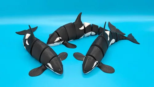 Miniatura 3 de Ballena Orca flexible Ballena impresa en 3D Ballena de juguete Mini Orca Juguete para niños Cuerpo articulado (una ballena)