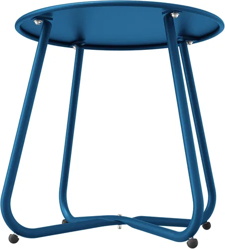Miniatura 7 de Grand patio Mesa auxiliar redonda pequeña para exteriores con pies ajustables de 18 pulgadas, moderna mesa auxiliar para patio, porche, azul pavo