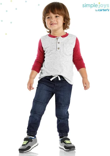 Miniatura 2 de Simple Joys by Carter's Camisas de manga larga para bebé, paquete de 3, dinosauriorayas, 12 meses
