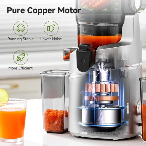 Miniatura 5 de AMZCHEF Máquinas exprimidoras, exprimidor de prensa fría extra de 5.8 pulgadas para verduras y frutas enteras, máquina extractora de jugo