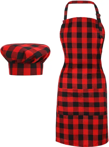 Miniatura 7 de SATINIOR Disfraz de chef de 2 piezas para mujeres y hombres, juego de delantal para adultos, delantal de panadero, sombrero para cocinar y cosplay