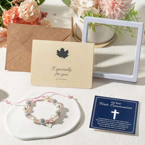 Miniatura 6 de WATINC Pulsera de regalo para niñas, joyería ajustable con sobre de tarjeta de encanto de plata
