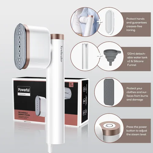 Miniatura 5 de Newbealer Vaporizadores de mano para ropa, 2 niveles de vapor, vapor horizontal y vertical, portátil para viajes y uso doméstico