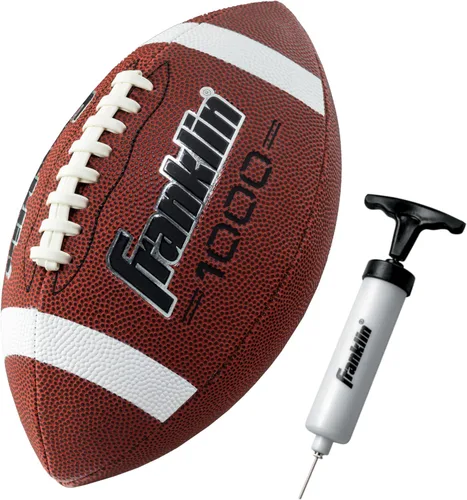 Franklin Sports Youth + Adult Footballs - Extra Grip 1000 Official Size, Junior + Pee Wee Kids - 1 + 12 Packs Café/Blanco