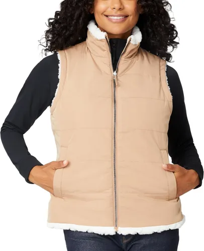 Miniatura 10 de Free Country Chaleco reversible acolchado de forro polar sherpa ligero con bolsillos con cremallera, chaleco de invierno para damas, aventura