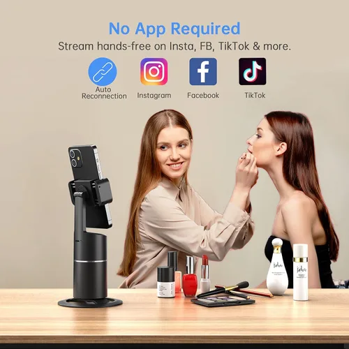 Miniatura 4 de camrola Soporte de teléfono de seguimiento facial automático, no requiere aplicación, rotación de 360°, trípode de seguimiento de teléfono facial