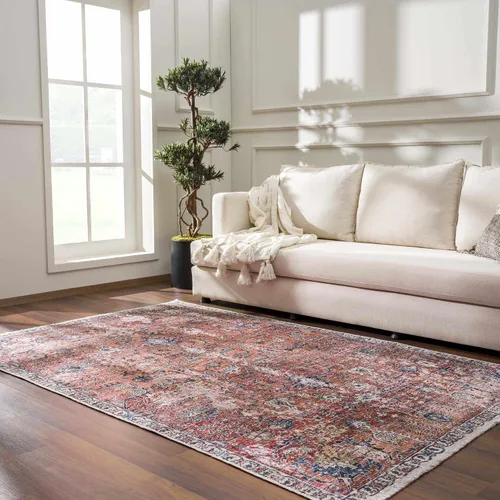 Miniatura 11 de Hauteloom Wentworth - Alfombra lavable a máquina para sala de estar, dormitorio, borde de medallón, diseño floral desteñido, oriental tradicional