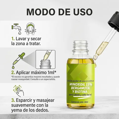 Miniatura 6 de Suero de crecimiento del cabello de minoxidil al 15%, minoxidil para mujeres, monóxido para el crecimiento del cabello, para hombres y mujeres