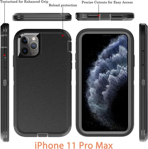 Miniatura 3 de YmhxcY Funda para iPhone 11 Pro Max, a prueba de golpes, a prueba de caídas, a prueba de polvo, 3 capas, duradera, funda de teléfono de protección