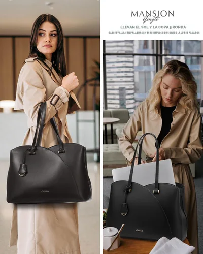 Miniatura 8 de LOVEVOOK Bolso de mano para laptop para mujeres, bolsos de trabajo, bolso para laptop para maestros, bolso de computadora de cuero, carteras Negro