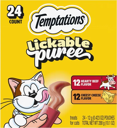 Miniatura 16 de Temptations Paquete variado de puré cremoso de golosinas para gatos lamibles, tubos de 0.42 onzas, 48