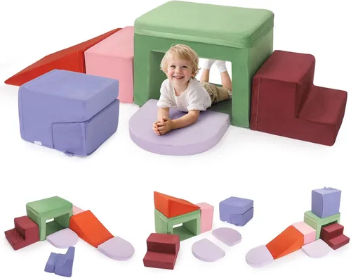 Miniatura 20 de Lischwert Bloques de escalada de espuma para niños pequeños de 1 a 3 años, juego suave de 4 piezas con juguetes de exploración para gatear, bloques
