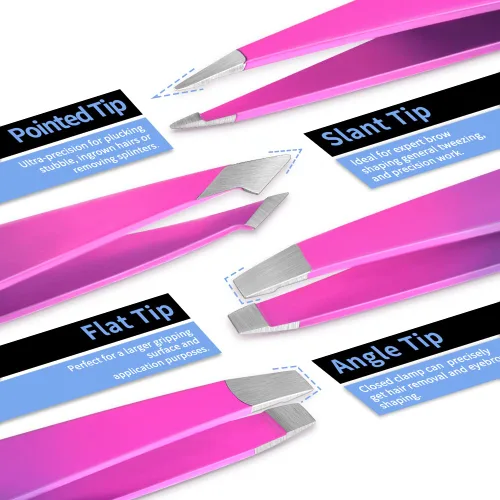 Miniatura 2 de TsMADDTs Juego de pinzas y tijeras curvas, pinzas profesionales de acero inoxidable para mujeres y hombres, paquete de 6 pinzas de precisión