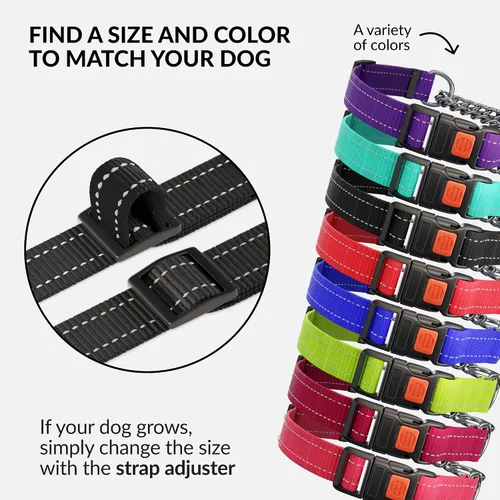 Miniatura 7 de CollarDirect Martingale - Collar para perro con cadena de acero inoxidable y hebilla de liberación rápida, collar reflectante para perros grandes
