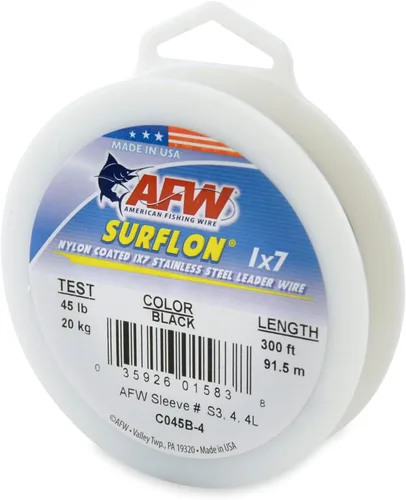 Miniatura 81 de Alambre de pesca americano Surflon recubierto de nailon 1x7 de acero inoxidable, línea líder de pesca para agua salada, prueba de 10 libras - prueba