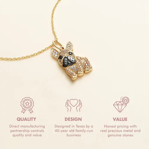 Miniatura 3 de SCAMPER & CO Collar con colgante de raza de perro para mujeres y niñas, con piedras preciosas auténticas y circonita cúbica, regalo de joyería