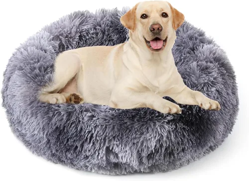 Miniatura 33 de NOYAL Cama Calmante en Forma de Rosquilla para Perros Pequeños a Medianos y Gatos - Cama para Mascotas de Felpa de Piel Sintética Anti-Ansiedad