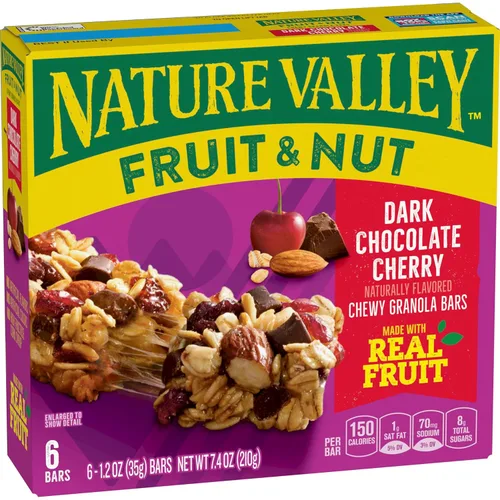 Miniatura 15 de Nature Valley Barras de granola masticables de frutas y nueces, nueces de chocolate negro, 6 barras, 7.4 onzas