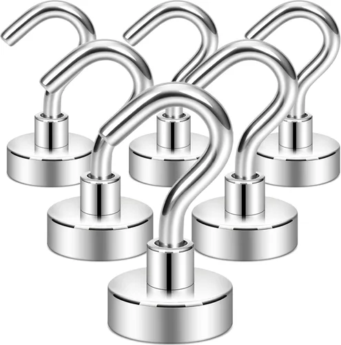 Miniatura 31 de Neosmuk Ganchos magnéticos extrafuertes con resistencia de más de 27 lbs, con imanes de tierras raras resistentes para refrigerador, crucero, Bronce