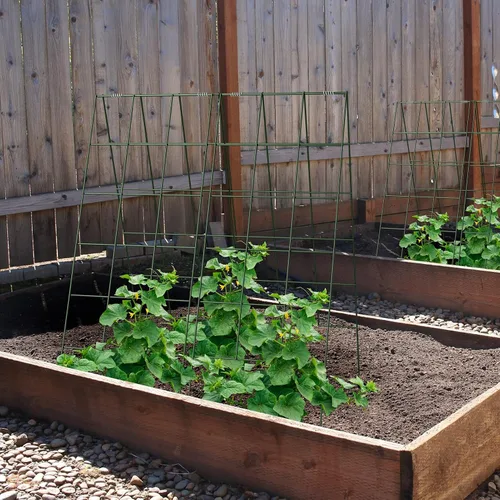 Miniatura 6 de AGTEK Paquete de 2 enrejados plegables de pepino de 18 x 46 pulgadas con bridas de cremallera, soporte para plantas, un marco de enrejado de metal