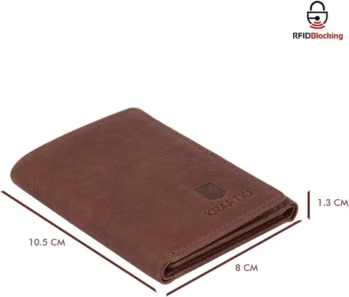 Miniatura 5 de KRAFTIQ AUSTIN - Cartera triple de cuero marrón curtido vegetal Marrón Vintage