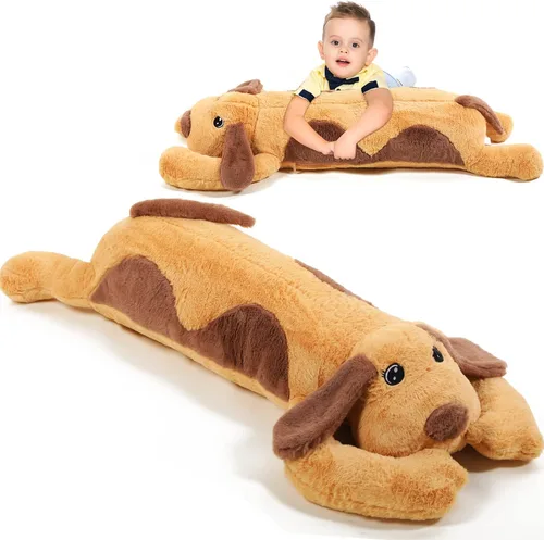 Miniatura 9 de Queekay Almohada corporal para perro, almohada de cuerpo largo de felpa para perros, cojín grande para dormir, abrazar, regalo para fiesta de Marrón