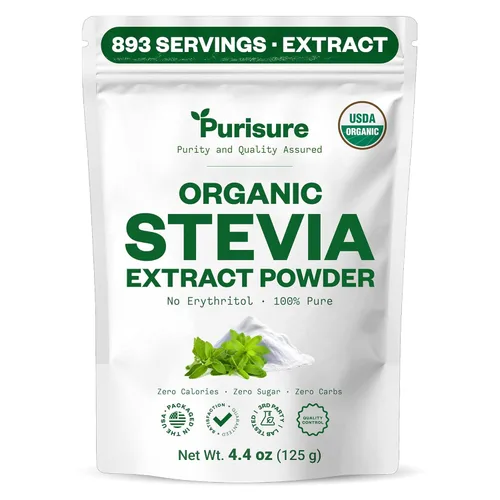 Polvo de extracto de estevia orgánico, cero calorías, extracto puro de stevia concentrado, edulcorante para hornear y bebidas, sin regusto, sin OMG,