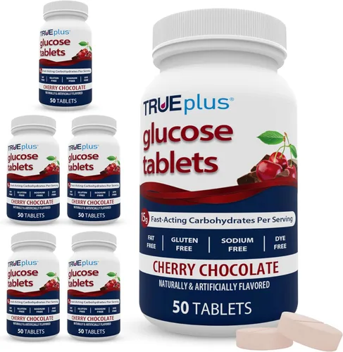 Miniatura 28 de TRUEplus® Tabletas de glucosa, sabor surtido (uva, frambuesa, naranja), botella de 50 unidades (1)