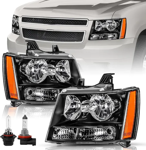 TUSDAR Compatible con Chevy 07-14 Tahoe / 07-13 Avalanche / 07-14 Suburban 1500/07-13 Suburban 2500 Conjunto de Faros Delanteros de Reemplazo