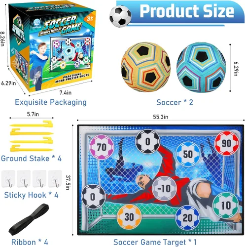 Miniatura 6 de VATOS Juego de Pelota de Fútbol de Juguete para Niños y Niñas, Juego de Portería de Fútbol de Lanzamiento para Interiores y Exteriores con 2