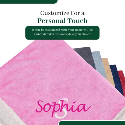 Miniatura 4 de Manta Sherpa personalizada, manta reversible personalizada con micro visón y lana de cordero sintética, manta para cama y sofá, color rosa