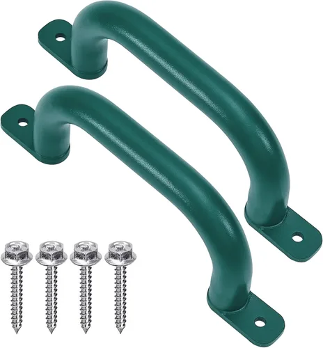 Paquete de 2 manijas de accesorios para patio de juegos de 10 pulgadas, color verde, asas de agarre para juegos al aire libre, juego de columpios,