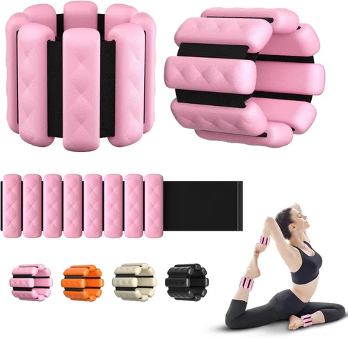 Miniatura 9 de Pesas de muñeca y tobillo de Pilates para mujeres - Brazaletes con peso ajustables para hombres, bandas de brazo con peso de 2 libras, pesas de pie