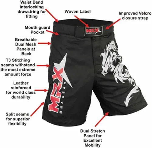 Miniatura 3 de Pantalones cortos de entrenamiento MRX MMA Cage Fighting Grappling Artes marciales Boxeo Muay Thai Short.