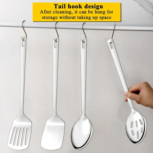 Miniatura 8 de Homquen Juego de utensilios de cocina de acero inoxidable, 4 piezas, juego de utensilios de cocina, juego de espátulas, cucharas de cocina, 1.