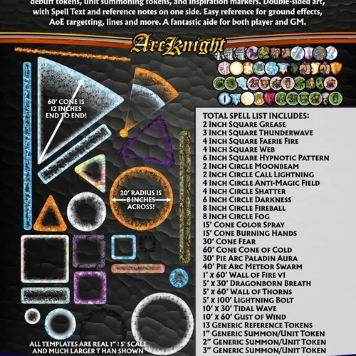 Miniatura 4 de Arcknight Plantillas AOE de efectos de hechizos de mazmorras y dragones, accesorios DND, juego completo de marcadores de área de efecto para D&D 5E