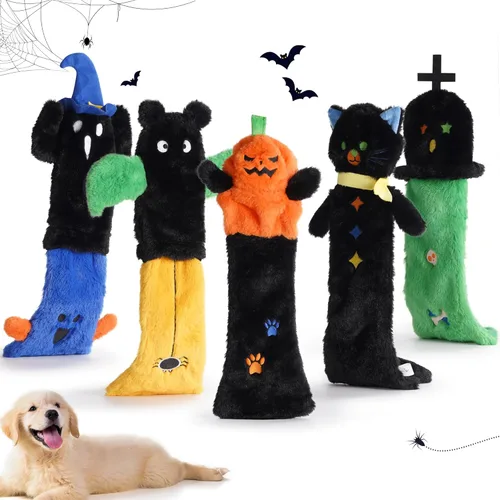 Miniatura 7 de Nocciola Juguetes chirriantes para perros, 5 juguetes de peluche arrugados para perros, juguetes para perros pequeños, medianos y grandes, juguetes
