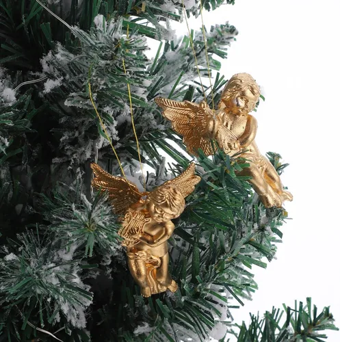 Miniatura 9 de PRETYZOOM 24 adornos de árbol de ángel de Navidad de 2.4 pulgadas, querubín de ángel, decoración para colgar, decoración de Navidad, invierno