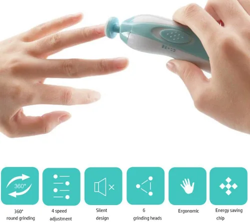 Miniatura 2 de Limpiador de uñas para bebés – Kit de cortaúñas eléctrico seguro – recortador de uñas para recién nacido o para niños y niñas de los pies – funciona