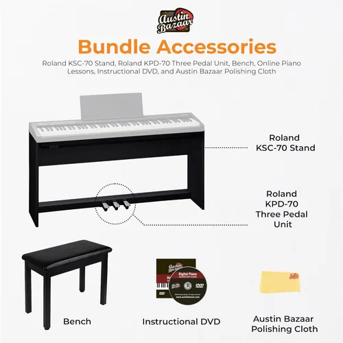 Miniatura 2 de Roland FP-30X Piano digital de 88 teclas - Paquete negro con soporte KSC-70, unidad de pedal KPD-70 de tres pedales, banco, lecciones en línea, DVD