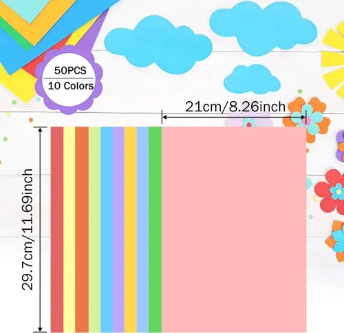 Miniatura 2 de 50 hojas de papel de cartulina de color para papel grueso, papel de cartulina impresa de doble cara, cartulina gruesa para hacer tarjetas, álbumes