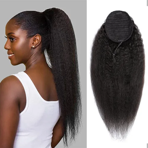 Miniatura 20 de Extensiones de cola de caballo con correa de cabello humano rizado, 100% cabello brasileño sin procesar, cola de caballo, pasta mágica con clip