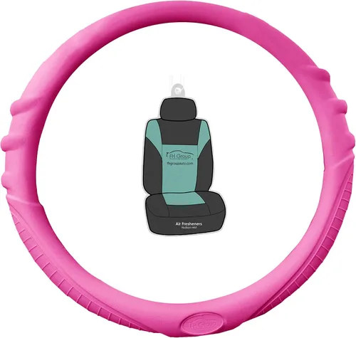 FH Group FH3003 Funda de silicona para volante con marcas de agarre, color rosa bebé, ajuste universal para automóviles, camiones y SUV